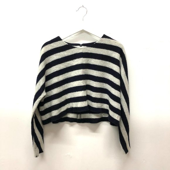 Nicholas Wool Striped Blouse Cropped Grey&Black - Picture 2 of 9